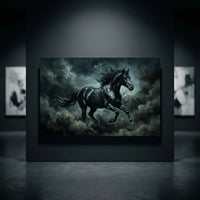 Black stallion stormy canvas wall art