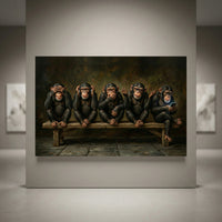 Five wise monkeys with smartphone canvas art