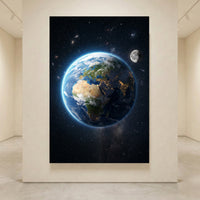 Earth and moon space canvas wall art