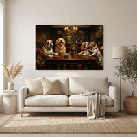 Five Dogs Gentlemen's Club Canvas Wall Art, Funny Dog Print, Whiskey Bar Decor