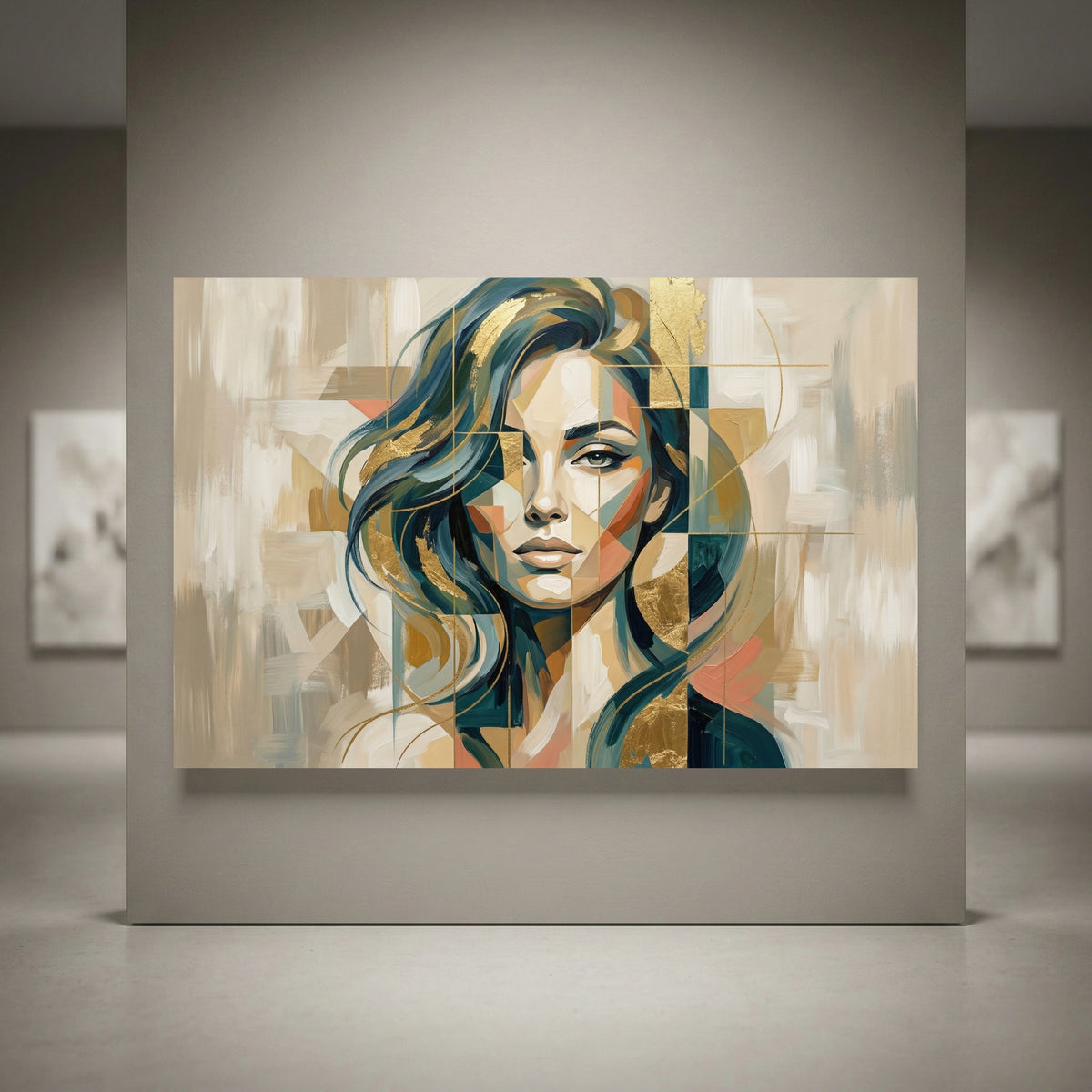 Modern fragmented woman portrait canvas wall art
