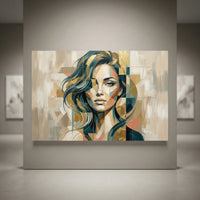 Modern fragmented woman portrait canvas wall art