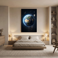 Earth and moon space canvas wall art