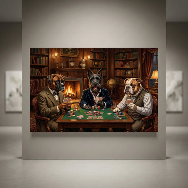 Dogs playing poker canvas art