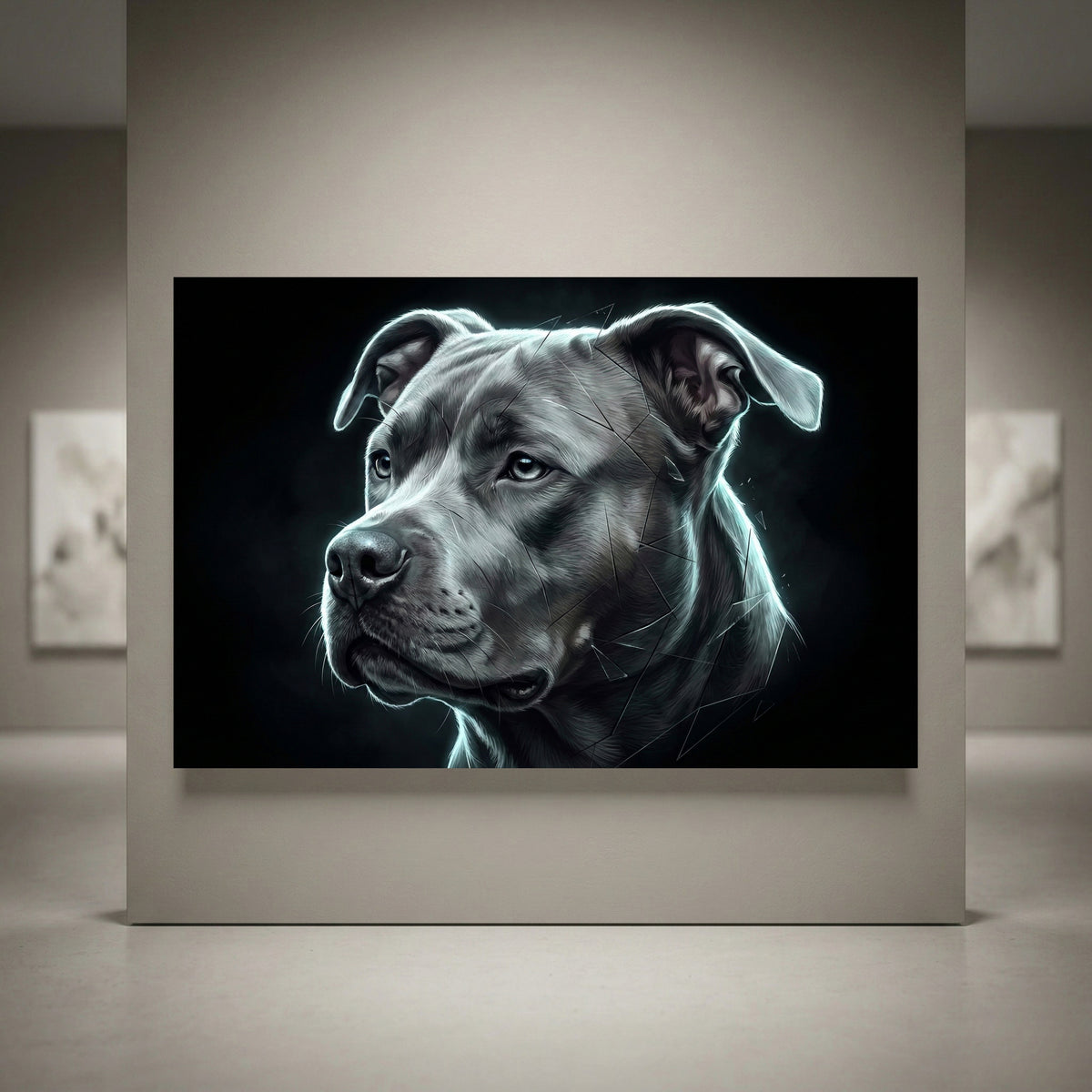Electric pit bull portrait canvas art