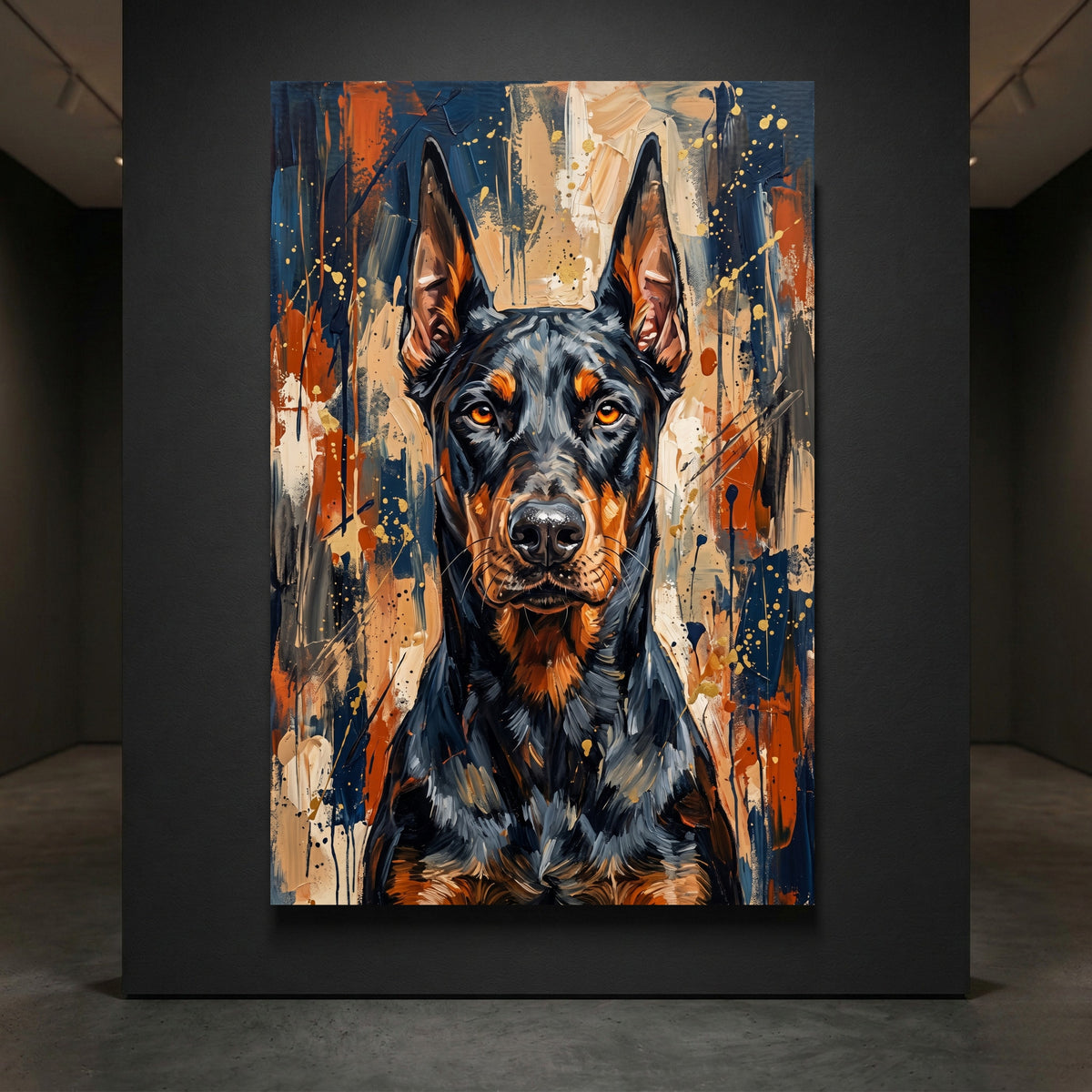 Doberman Pinscher dog portrait canvas wall art