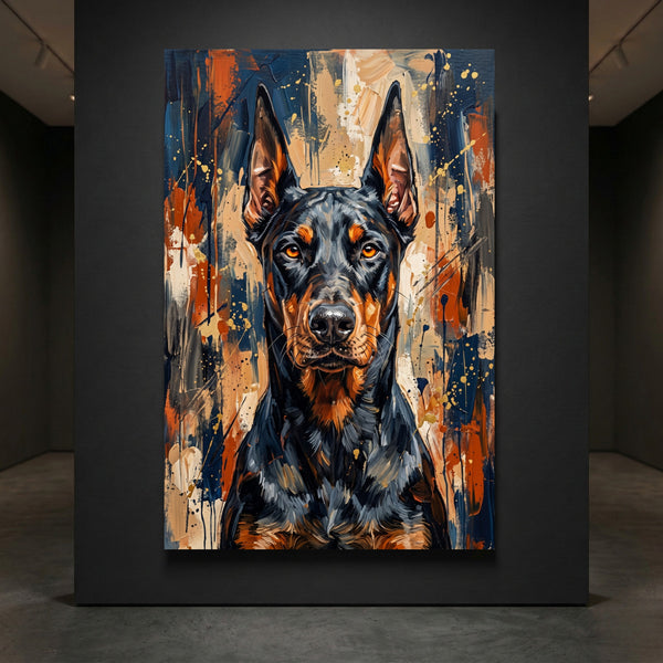 Doberman Pinscher dog portrait canvas wall art