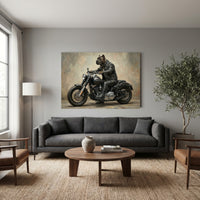 Cane Corso Biker Stretched Canvas Wall Art, Funny Dog on Motorcycle Print, Man Cave Wall Decor