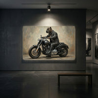 Cane Corso Biker Stretched Canvas Wall Art, Funny Dog on Motorcycle Print, Man Cave Wall Decor