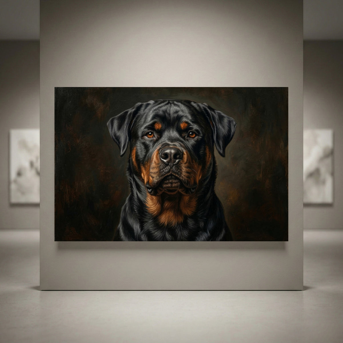 Rottweiler dark portrait canvas art