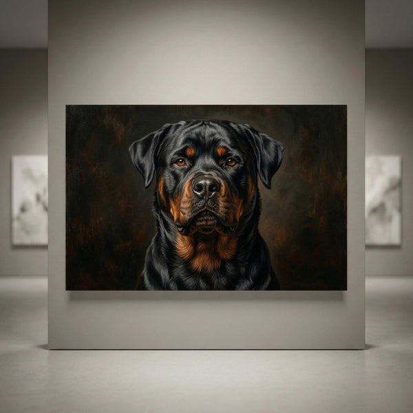 Rottweiler dark portrait canvas art