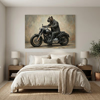 Cane Corso Biker Stretched Canvas Wall Art, Funny Dog on Motorcycle Print, Man Cave Wall Decor