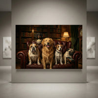 Five dogs movie night canvas art