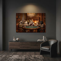 Five Cats Playing Poker Canvas Wall Art, Classic Funny Cat Print, Man Cave Card Game Decor