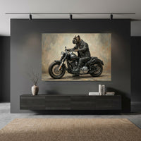 Cane Corso Biker Stretched Canvas Wall Art, Funny Dog on Motorcycle Print, Man Cave Wall Decor
