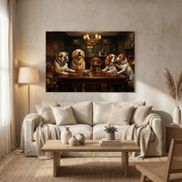 Five Dogs Gentlemen's Club Canvas Wall Art, Funny Dog Print, Whiskey Bar Decor
