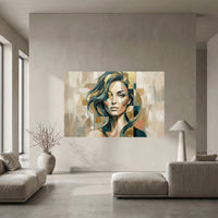 Modern fragmented woman portrait canvas wall art