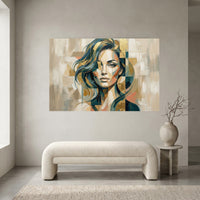 Modern fragmented woman portrait canvas wall art