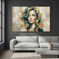 Modern fragmented woman portrait canvas wall art