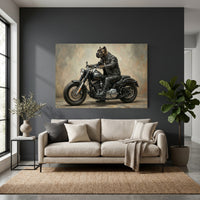 Cane Corso Biker Stretched Canvas Wall Art, Funny Dog on Motorcycle Print, Man Cave Wall Decor