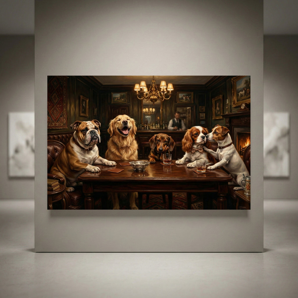 Five dogs gentlemen's club canvas art