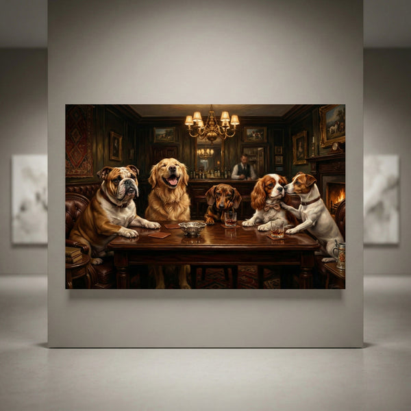 Five dogs gentlemen's club canvas art