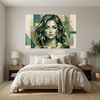 Art deco woman portrait canvas wall art