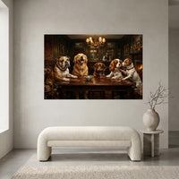 Five Dogs Gentlemen's Club Canvas Wall Art, Funny Dog Print, Whiskey Bar Decor
