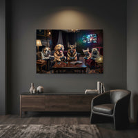 Five Dogs Video Game Night Canvas Wall Art, Funny Gamer Dog Print, Man Cave Decor