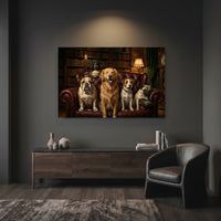 Five Dogs Movie Night Canvas Wall Art, Funny Dog Print, Popcorn and Remote Decor