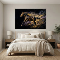 Golden mustang horse canvas wall art