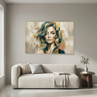 Modern fragmented woman portrait canvas wall art
