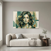 Art deco woman portrait canvas wall art