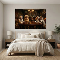 Five Dogs Gentlemen's Club Canvas Wall Art, Funny Dog Print, Whiskey Bar Decor